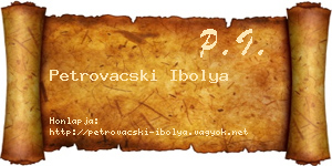 Petrovacski Ibolya névjegykártya